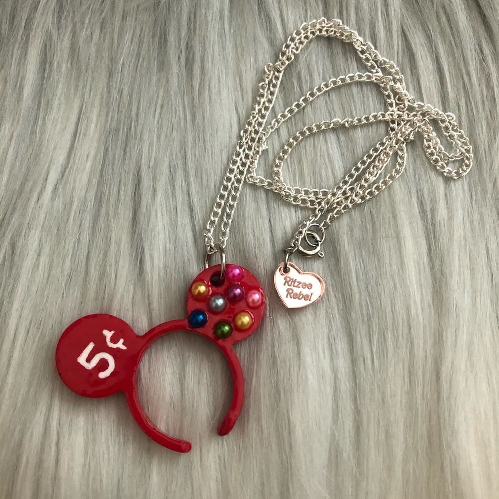 Ritzee Rebel Mouse Ears Necklace - Gumball Candy